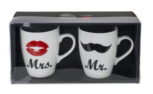 Porzellan-Becher "Mr & Mrs", 2er Set