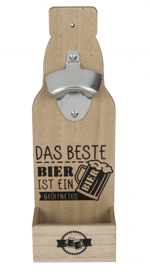 Wandflaschenöffner "Das beste Bier" mit Auffangbehälter