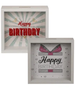 Spardose "Happy Birthday" mit Glasfront