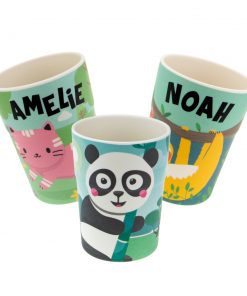 Panda Crew - Kinderbecher mit Mit Namen und süßen Tiermotiven