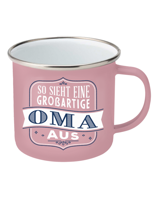 Top-Lady Emaille-Becher Oma