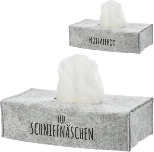 Abdeckung für Taschen-/Kosmetiktücherbox aus Filz Grau