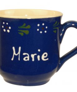 Handgemachte Tasse Bunzlau mit Wunschnamen/Wunschtext in weißer Schrift