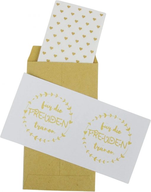 trendori® Gastgeschenk-Set „Für die Freudentränen“ mit jeweils 100 Taschentüchern, Stickern und Tüten