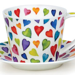 Dunoon Islay Tasse "Warm Hearts" mit Untertasse