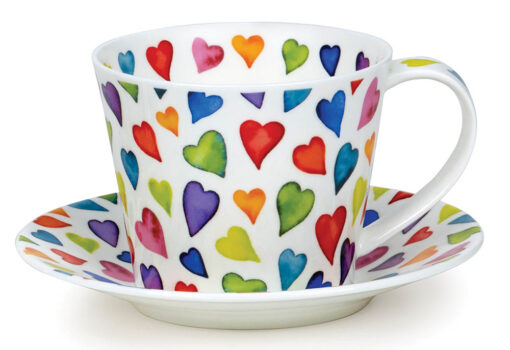Dunoon Islay Tasse "Warm Hearts" mit Untertasse