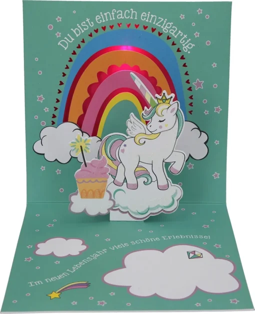 Pop-up-Musikkarte "Einhorn" mit Licht-Effekt