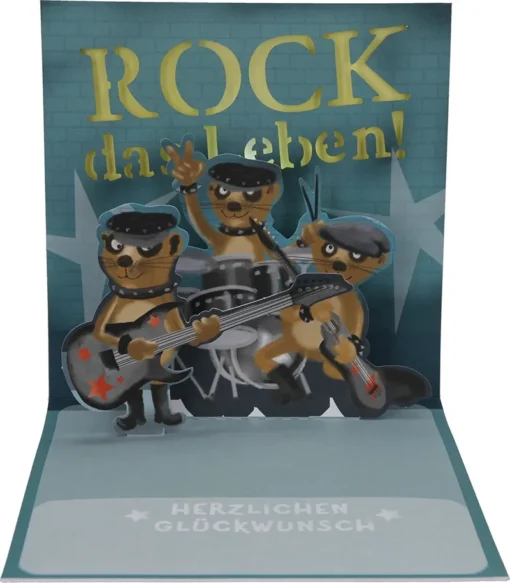 Pop-Up Musikkarte "Happy Birthday" Rock mit Licht-Effekt