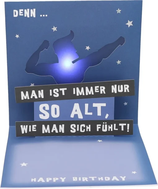 Pop-up-Musikkarte "Wahres Alter" mit Licht-Effekt