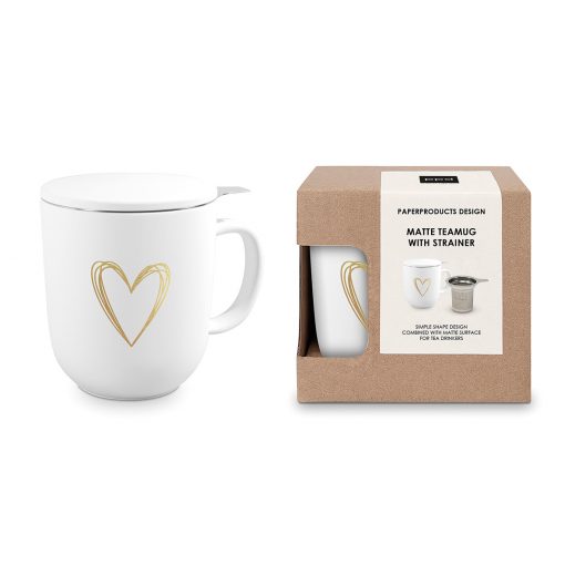 ppd Tee-Tasse "Pure Heart gold" mit Teesieb und Deckel