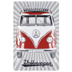VW Blechschild Bulli in rot, Front