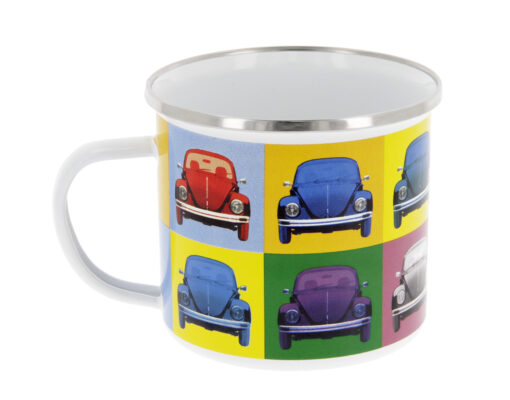 VW Käfer Emaille Tasse - Multicolor in verschiedenen Blickwinkel