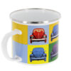 VW Käfer Emaille Tasse - Multicolor in verschiedenen Blickwinkel