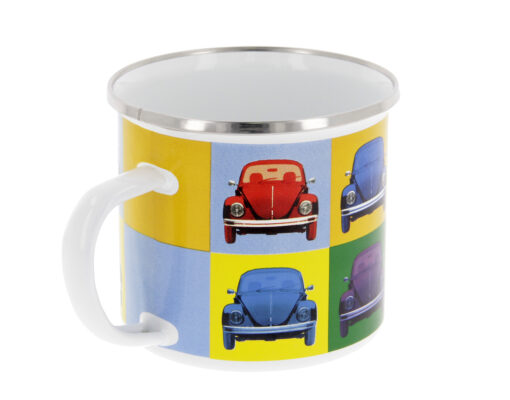 VW Käfer Emaille Tasse - Multicolor in verschiedenen Blickwinkel