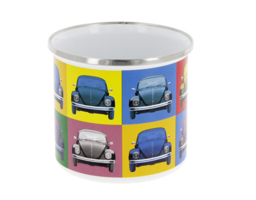 VW Käfer Emaille Tasse - Multicolor in verschiedenen Blickwinkel