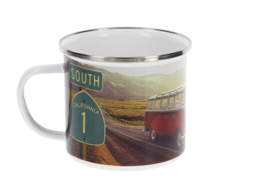 VW T1 Bus Emaille Tasse - Highway 1 aus verschiedenen Blickwinkel