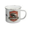 VW T1 Bulli Emaille Tasse - Vintage Logo in Grau