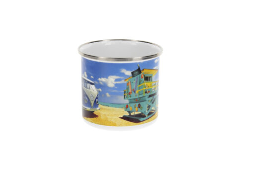 VW T1 Bulli Emaille Tasse - Beachlife in verschiedenen Blickwinkeln