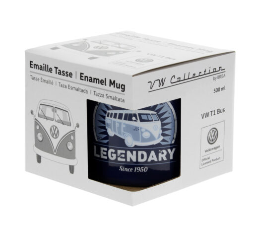 VW T1 Bus Emaille Tasse - Legendary in Geschenkverpackung