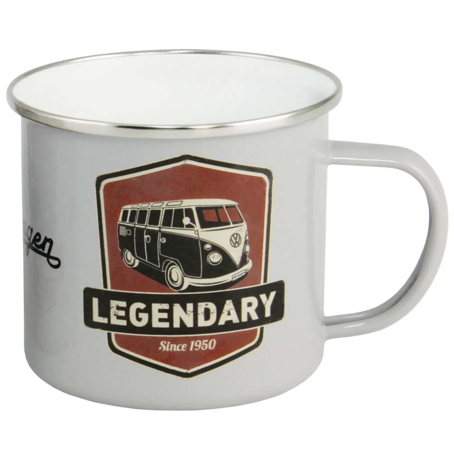 VW T1 Bulli Emaille Tasse "Vintage Logo"