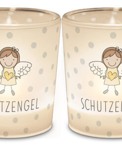 Teelichtglas Schutzengel mit Herz