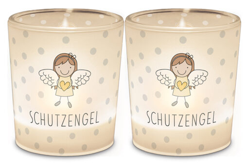 Teelichtglas Schutzengel mit Herz