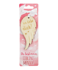 Holz-Flügel mit Spruch: Ich Liebe Dich!