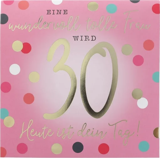 Pop-up-Musikkarte "Eine wundervoll tolle Frau wird 30" mit Licht-Effekt
