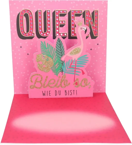 Pop-up-Musikkarte "Queen of the Day" mit Licht-Effekt