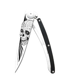 Deejo 37g - Taschenmesser mit Ebenholzgriff - Latino Skull