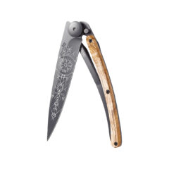 Deejo 37g - Taschenmesser mit Olivenholzgriff - Wikinger Vegvisir