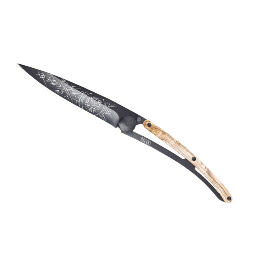 Deejo 37g - Taschenmesser mit Olivenholzgriff - Wikinger Vegvisir
