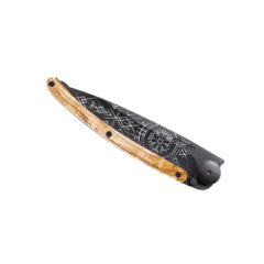 Deejo 37g - Taschenmesser mit Olivenholzgriff - Wikinger Vegvisir