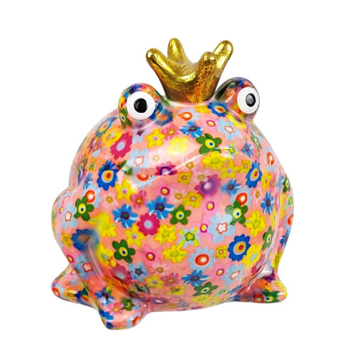 Pomme-Pidou Spardose "Frosch Freddy" Flowers, rosa