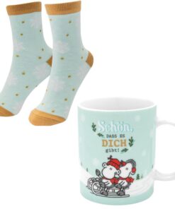 Sheepworld Tasse-Socken-Set "Schön, dass es Dich gibt!"