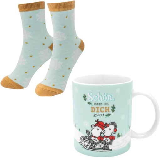 Sheepworld Tasse-Socken-Set "Schön, dass es Dich gibt!"