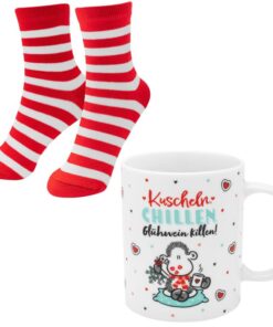 Sheepworld Tasse-Socken-Set "Kuscheln, Chillen, Glühwein killen!"