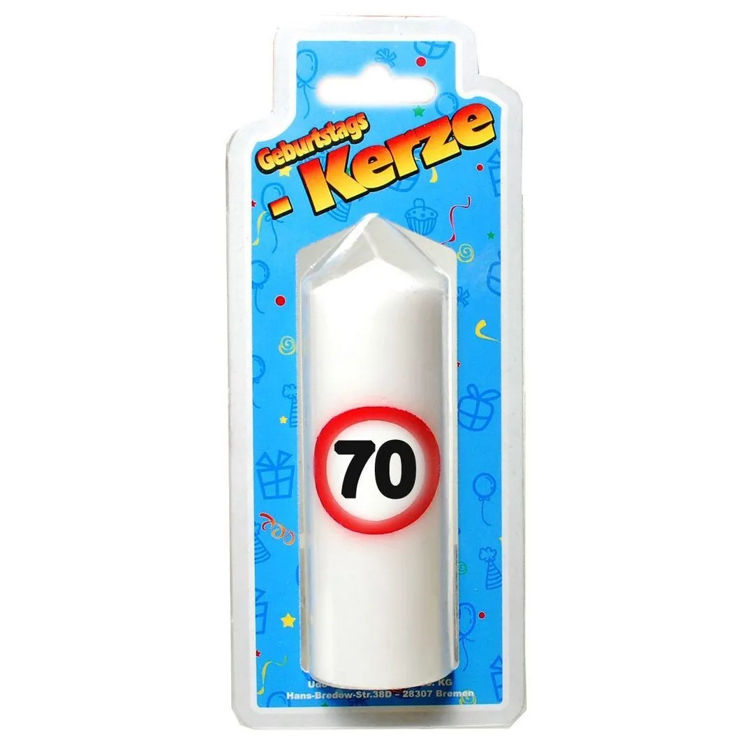 Kerze zum 70. Geburtstag Verkehrsschild