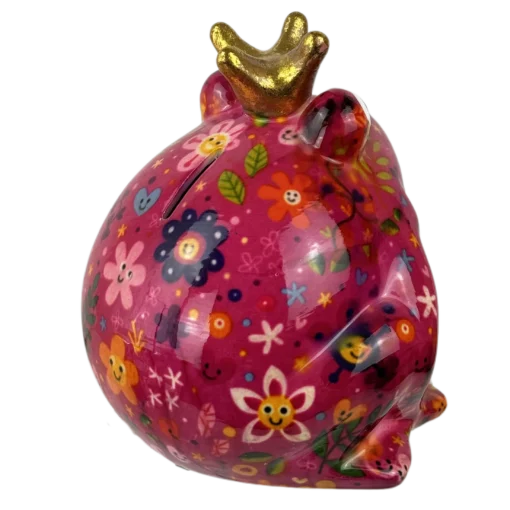 Pomme-Pidou Spardose "Frosch Freddy" Flower Mix, pink, Back