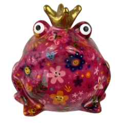 Pomme-Pidou Spardose "Frosch Freddy" Flower Mix, pink, Front