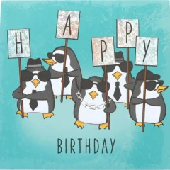 Pop-up-Musikkarte "Happy Birthday" Pinguine mit Licht-Effekt