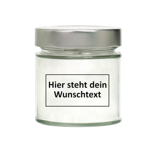 Duftkerze mit deinem Wunschtext - Candle Factory, Schriftart Calibri