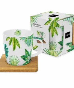 ppd Tasse "Jungle" mit Holzuntersetzer