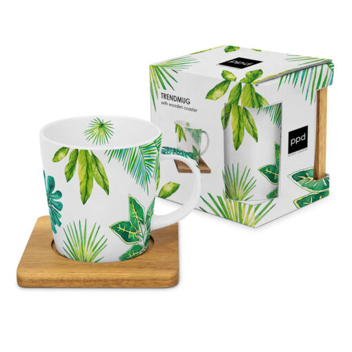 ppd Tasse "Jungle" mit Holzuntersetzer