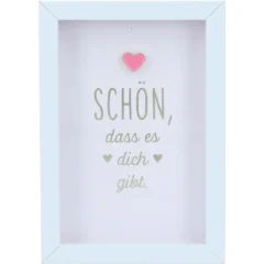 Mini-Bilderrahmen mit Schriftzug "Schön" Weiß/Rosa
