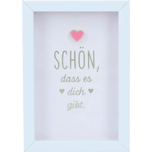 Mini-Bilderrahmen mit Schriftzug "Schön" Weiß/Rosa