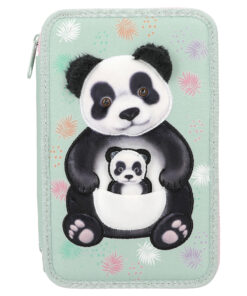 TOPModel 3 Fach Federtasche WILD Panda-Applikation