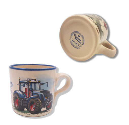 Handgemachte Tasse mit Trecker/Tracktor-Motiv und Wunschname