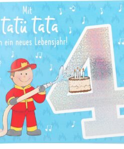 Musikkarte 4. Geburtstag / hellblau