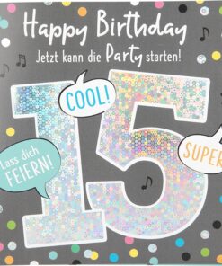 Musikkarte 15. Geburtstag / grau